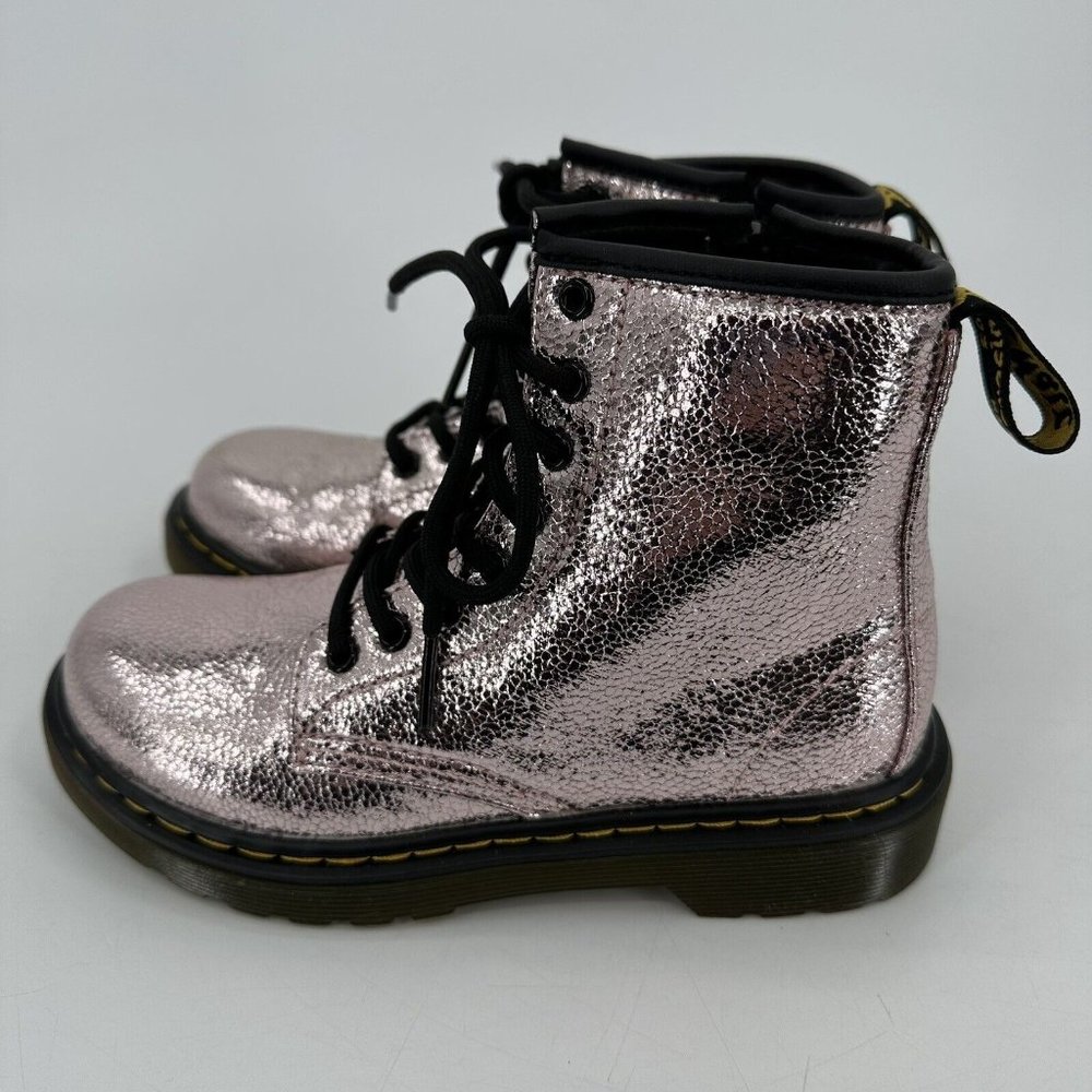 Dr Martens Girls Combat Boots 1460 J Pink Salt Crinkle Size US 1 NEW - Picture 3 of 12